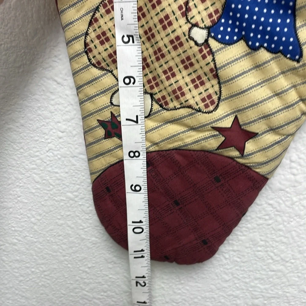 Festive Burgundy and Tan Angels and Stars Holiday Christmas Farmhouse Stocking